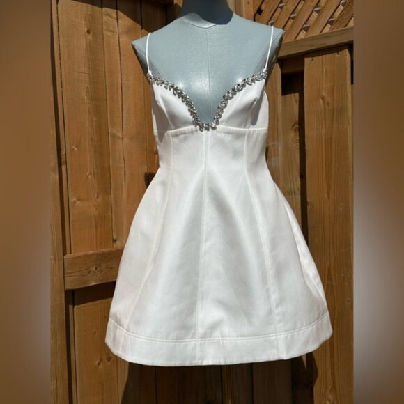 🆕 ACLER 🧿 NWT Oakwood Crystal Embellished Crepe Mini, Ivory - Sz AU 10 US 6 - Picture 10 of 16